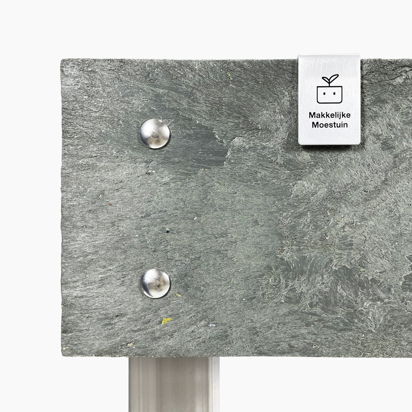 Dikke planken van gerecycled plastic met RVS bouten, bodem en poten
