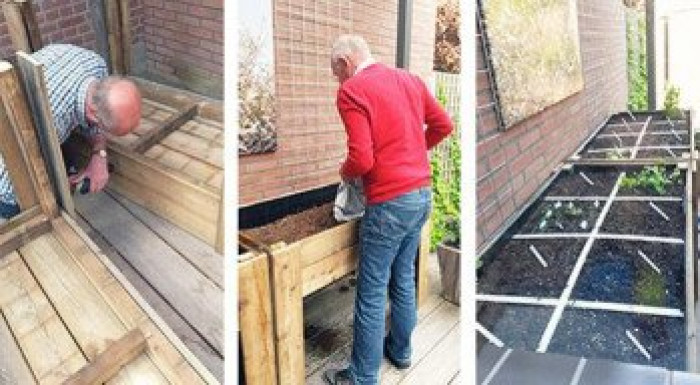 Moestuinbakken veranda