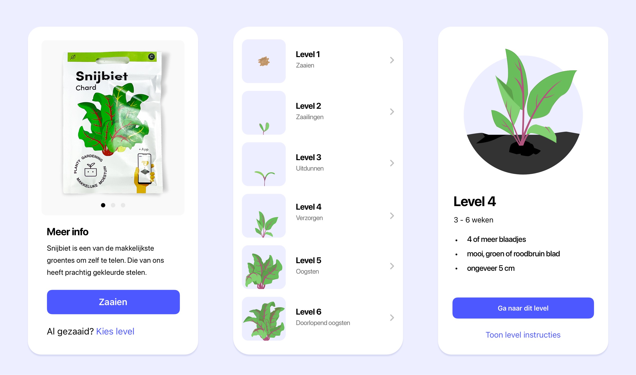 Stappen en illustraties voor de Makkelijke Moestuinapp