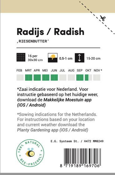 Zakje radijszaden Makkelijke Moestuin